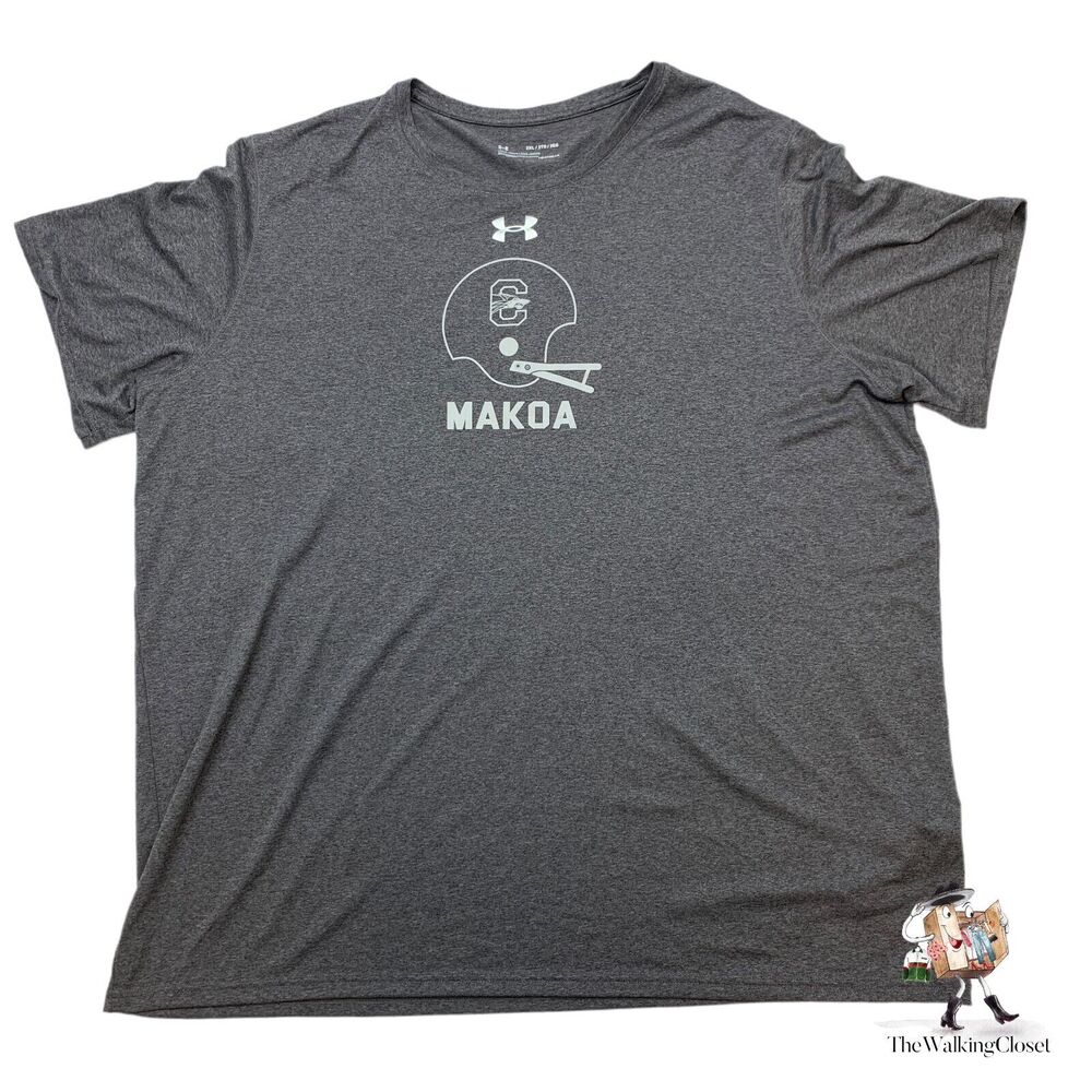 Under Armour Makoa T Shirt Mens 2XL Grizzly Gray UA Locker Athletic HeatGear Tee